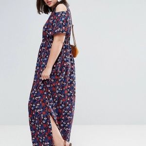 Asos cold shoulder floral maxi dress